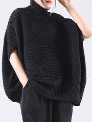 Vintage Solid Turtleneck Batwing Sleeve Women Sweater