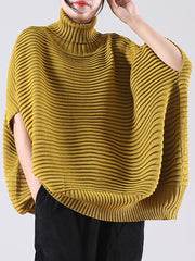 Vintage Solid Turtleneck Batwing Sleeve Women Sweater