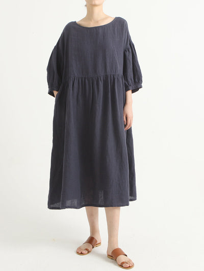 Casual Linen Pleated Summer Loose Dress