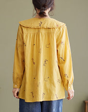 Women Cotton Linen Long Sleeve Spring Shirt