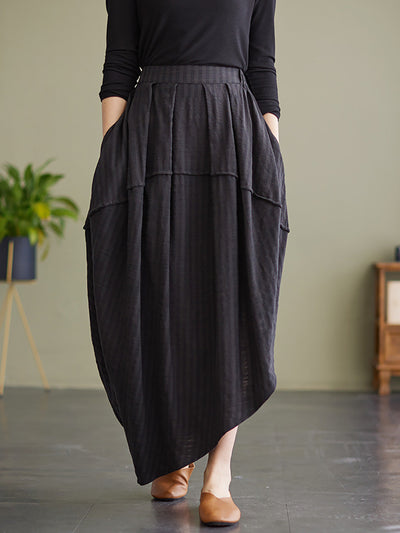 Stripe Elastic Waist Loose Spring Summer Skirt