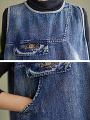 Sleeveless Women Spring Vest Jeans Denim Set