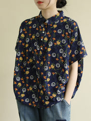 Summer Flower Print Thin Cotton Floral Shirt
