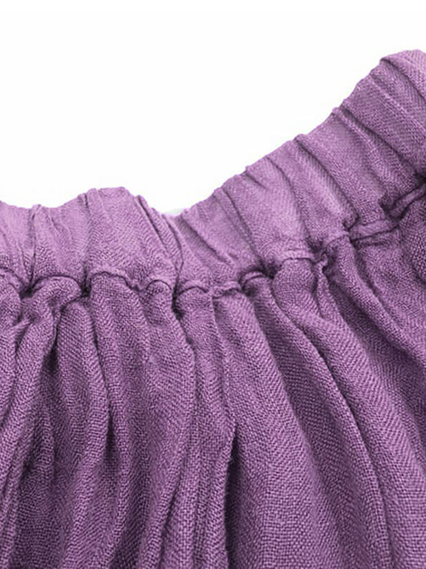 Linen Women Pure Color Skirt