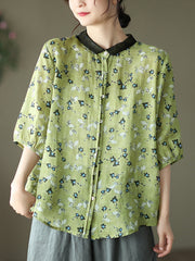 Summer Single Breasted Casual Floral Women Shirt