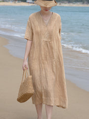 Vintage Linen Women Loose Dress