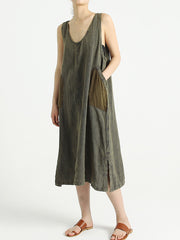 Sleeveless Linen Summer Split Loose Dress