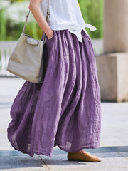 Linen Women Pure Color Skirt