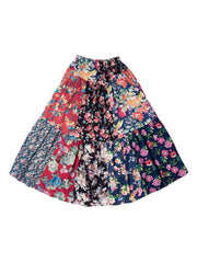 Retro Splicing Cloth Flower Printed Floral Skirt