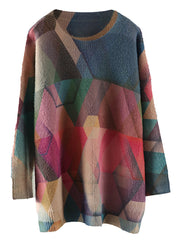 Autumn Geometry Vintage Women Loose Sweater