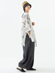 Women Linen Tencel Irregular T-shirt