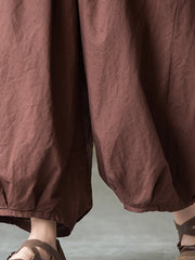 Women Cotton Linen Pocket Casual Lantern Pants