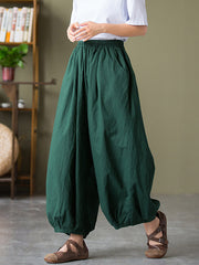 Women Cotton Linen Pocket Casual Lantern Pants