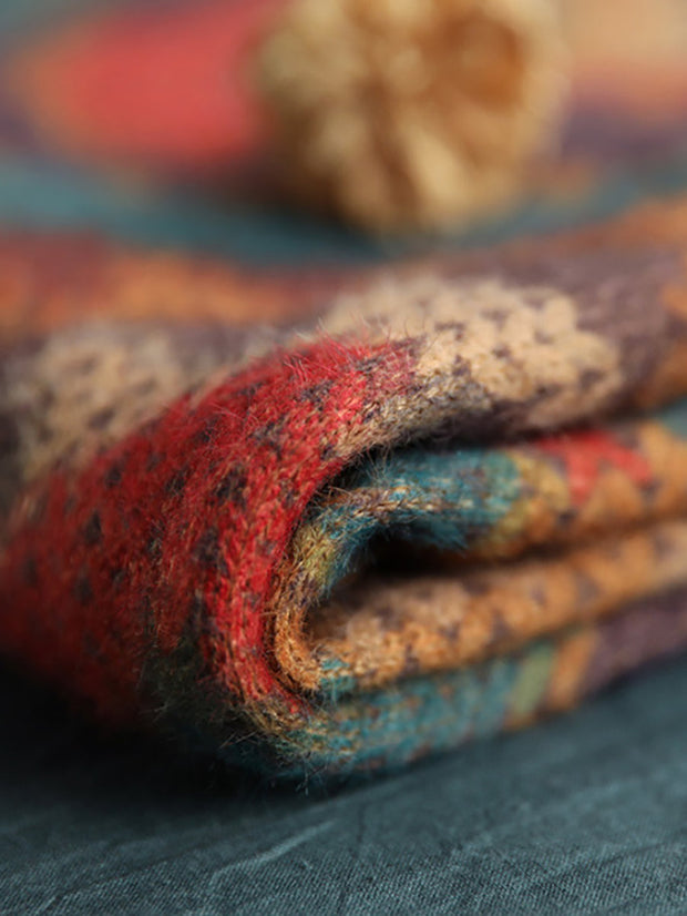 Geometry Autumn Vintage Women Loose Knit Sweater
