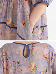 Floral Summer Short Sleeve Loose Dress