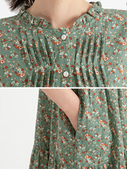 Vintage Floral Women Summer Short Sleeve Dress